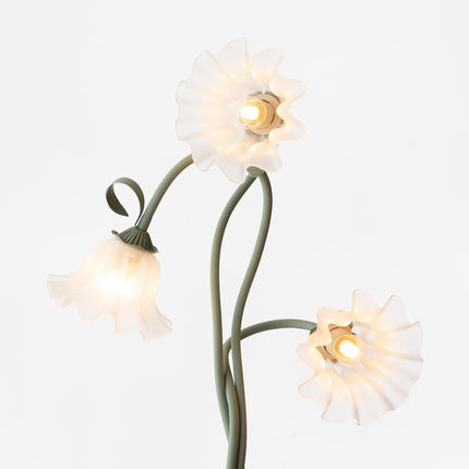 Lampa Stojąca Calla z Białymi Kwiatami i Zielonym Stojakiem – Elegancka Lampa do Salonu 5