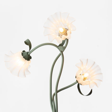 Lampa Stojąca Calla z Białymi Kwiatami i Zielonym Stojakiem – Elegancka Lampa do Salonu 7