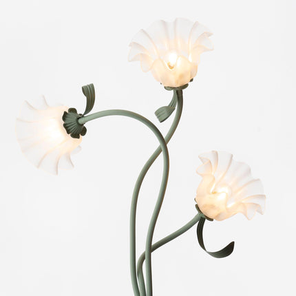 Lampa Stojąca Calla z Białymi Kwiatami i Zielonym Stojakiem – Elegancka Lampa do Salonu 9