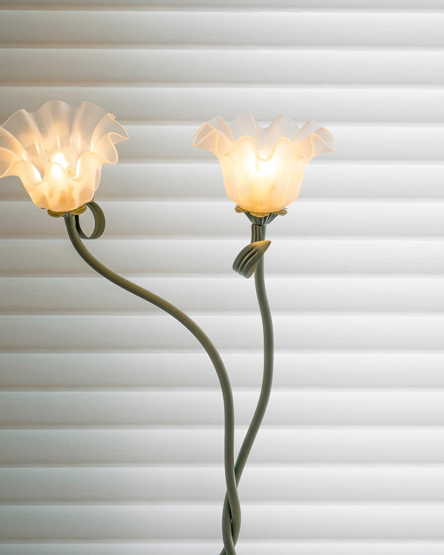 Lampa Stojąca Do Salonu z Kwiatami Calla, Elegancka Lampa Stojąca w Zielonym Kolorze z Białymi Kwiatami, 170 cm 4