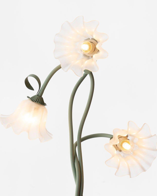 Lampa Stojąca Do Salonu z Kwiatami Calla, Elegancka Lampa Stojąca w Zielonym Kolorze z Białymi Kwiatami, 170 cm 5