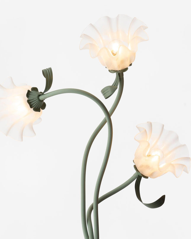 Lampa Stojąca Do Salonu z Kwiatami Calla, Elegancka Lampa Stojąca w Zielonym Kolorze z Białymi Kwiatami, 170 cm 9