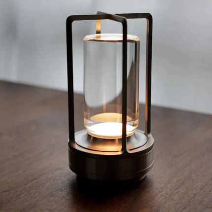 Lampa stołowa bezprzewodowa LED w skandynawskim designie, ciepła biel z czarnym wy 0
