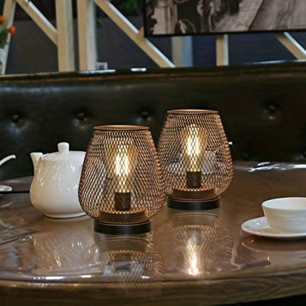 Lampa stołowa bezprzewodowa LED z ciepłym światłem, zestaw 2 sztuk z siateczkowym 3