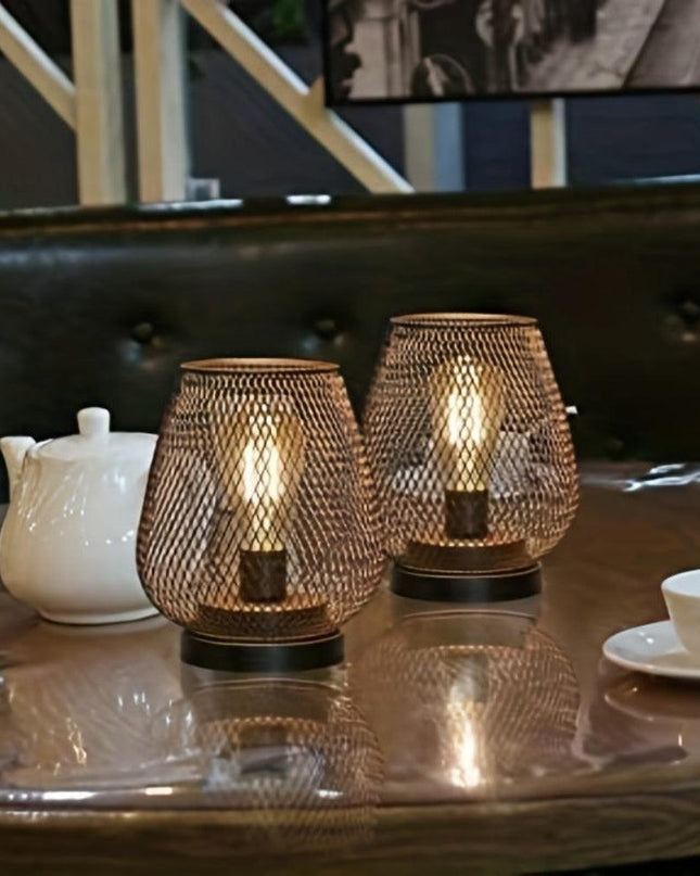Lampa stołowa bezprzewodowa LED z ciepłym światłem, zestaw 2 sztuk z siateczkowym 3