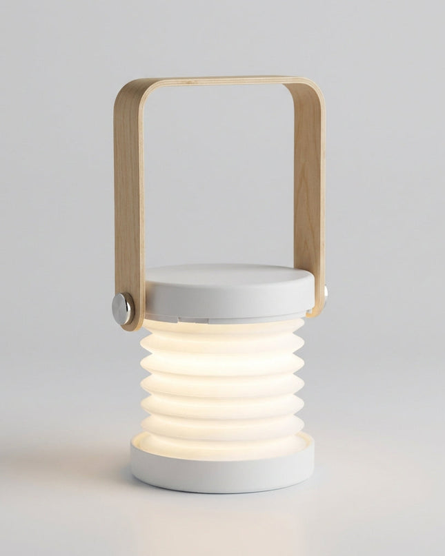 Lampa stołowa bezprzewodowa LED z dotykowym sterowaniem, nowoczesny design w drewnie i metalu, 0
