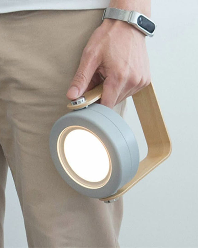 Lampa stołowa bezprzewodowa LED z dotykowym sterowaniem, nowoczesny design w drewnie i metalu, 4