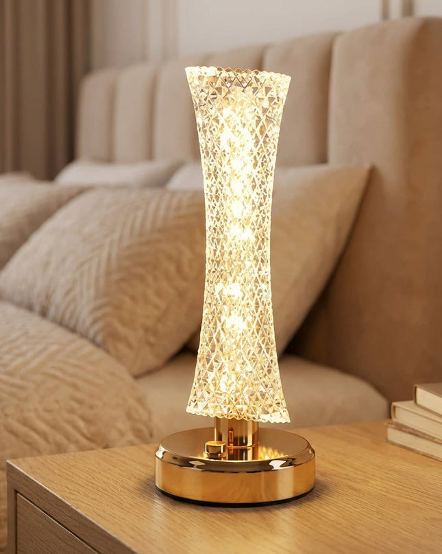 Lampa stołowa bezprzewodowa LED z kryształowym wykończeniem, regulowane odcienie światła, w eleg 0