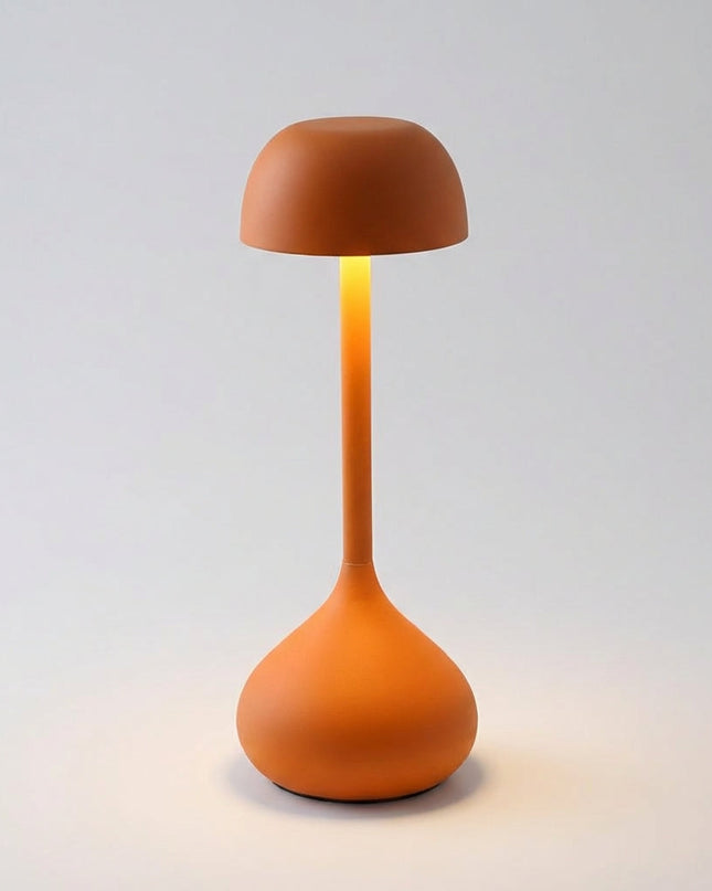 Lampa stołowa bezprzewodowa LED z regulacją jasności w nowoczesnym designie grzybka, wykonana z 5