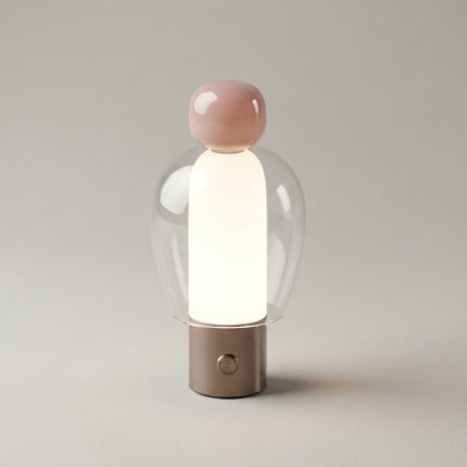 Lampa stołowa bezprzewodowa z regulacją jasności, szklana obudowa, nowoczesny design, ciep 0