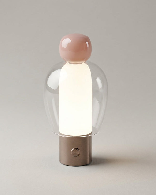 Lampa stołowa bezprzewodowa z regulacją jasności, szklana obudowa, nowoczesny design, ciep 0