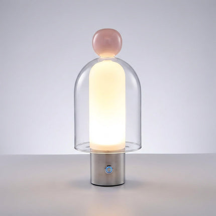 Lampa stołowa bezprzewodowa z regulacją jasności, szklana obudowa, nowoczesny design, ciep 2