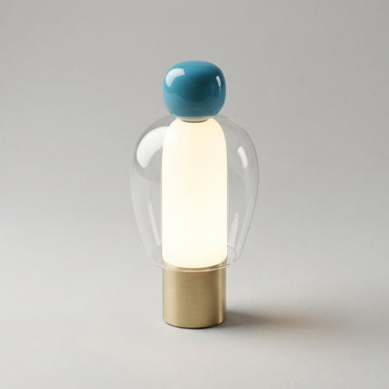 Lampa stołowa bezprzewodowa z regulacją jasności, szklana obudowa, nowoczesny design, ciep 4