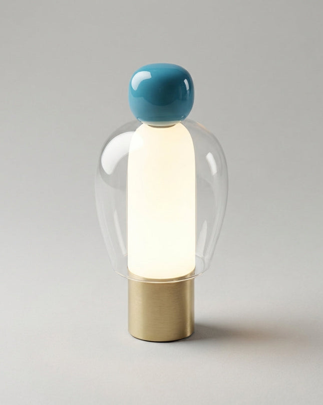Lampa stołowa bezprzewodowa z regulacją jasności, szklana obudowa, nowoczesny design, ciep 4