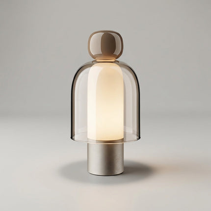 Lampa stołowa bezprzewodowa z regulacją jasności, szklana obudowa, nowoczesny design, ciep 5