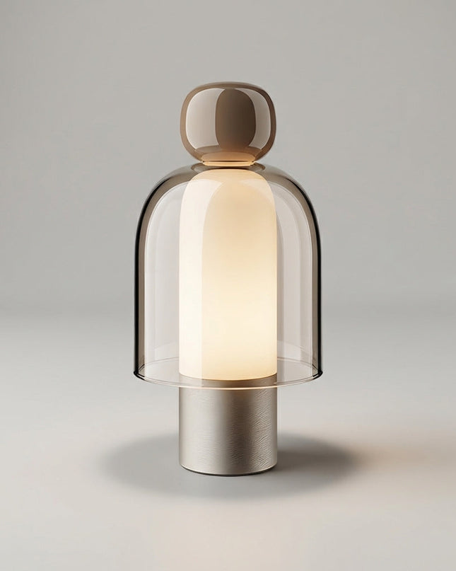 Lampa stołowa bezprzewodowa z regulacją jasności, szklana obudowa, nowoczesny design, ciep 5