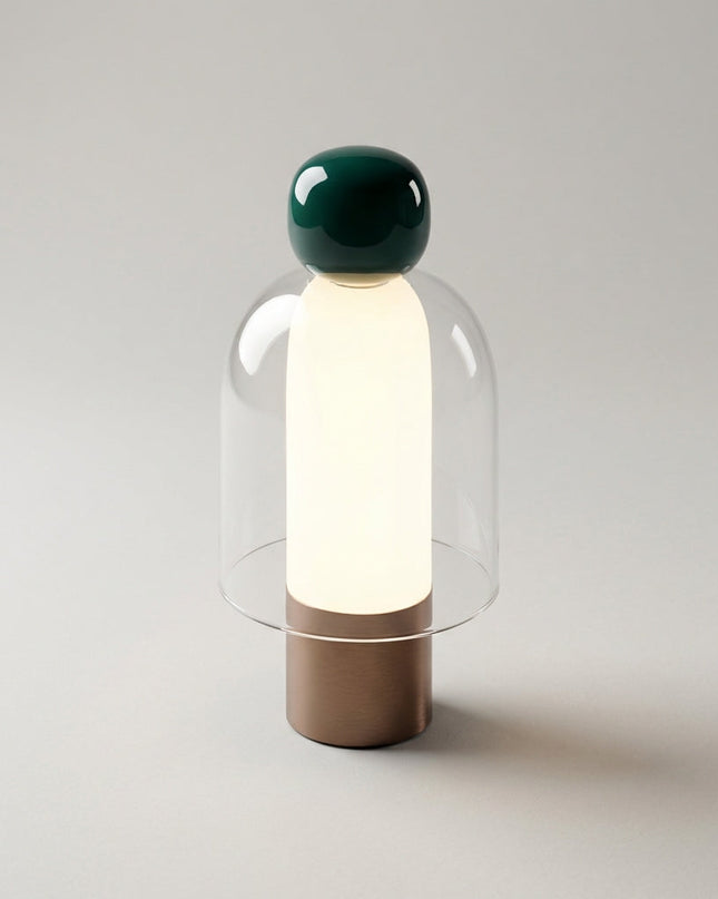 Lampa stołowa bezprzewodowa z regulacją jasności, szklana obudowa, nowoczesny design, ciep 6