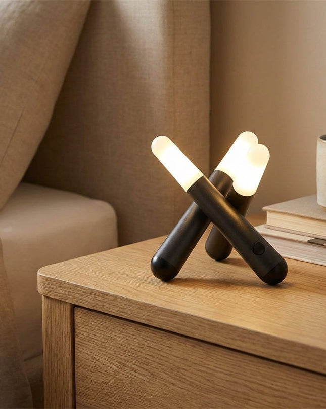 Lampa stołowa bezprzewodowa z regulowanym oświetleniem dotykowym, nowoczesny design z trzema gł 0