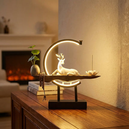Lampa stołowa ceramiczna z ciepłym światłem LED i funkcją kadzidełka, nowoczesny design z ręcznie 0