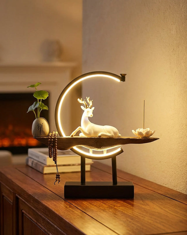 Lampa stołowa ceramiczna z ciepłym światłem LED i funkcją kadzidełka, nowoczesny design z ręcznie 0
