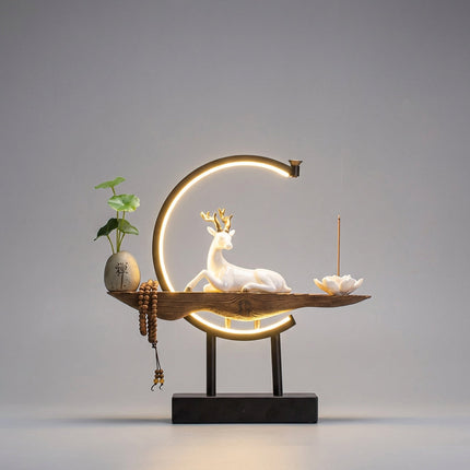 Lampa stołowa ceramiczna z ciepłym światłem LED i funkcją kadzidełka, nowoczesny design z ręcznie 1
