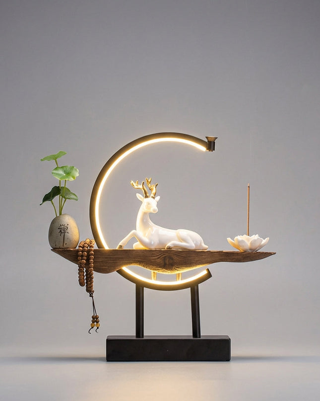 Lampa stołowa ceramiczna z ciepłym światłem LED i funkcją kadzidełka, nowoczesny design z ręcznie 1