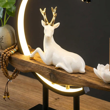 Lampa stołowa ceramiczna z ciepłym światłem LED i funkcją kadzidełka, nowoczesny design z ręcznie 2