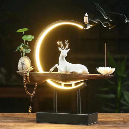 Lampa stołowa ceramiczna z ciepłym światłem LED i funkcją kadzidełka, nowoczesny design z ręcznie 3