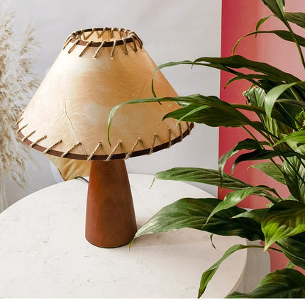 Lampa Stołowa Ceramiczna z Litego Drewna i Mosiądzu – Elegancka Lampy Stołowe do Salonów, 40 cm 0