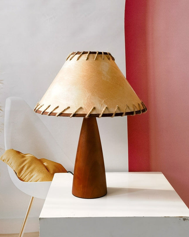 Lampa Stołowa Ceramiczna z Litego Drewna i Mosiądzu – Elegancka Lampy Stołowe do Salonów, 40 cm 3