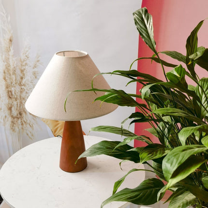 Lampa Stołowa Ceramiczna z Litego Drewna i Mosiądzu – Elegancka Lampy Stołowe do Salonów, 40 cm 4