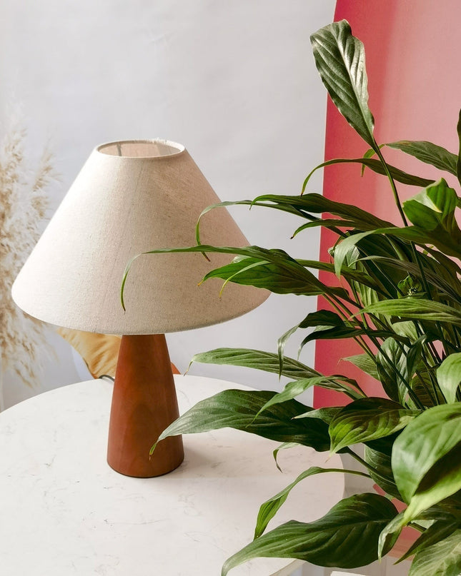 Lampa Stołowa Ceramiczna z Litego Drewna i Mosiądzu – Elegancka Lampy Stołowe do Salonów, 40 cm 4