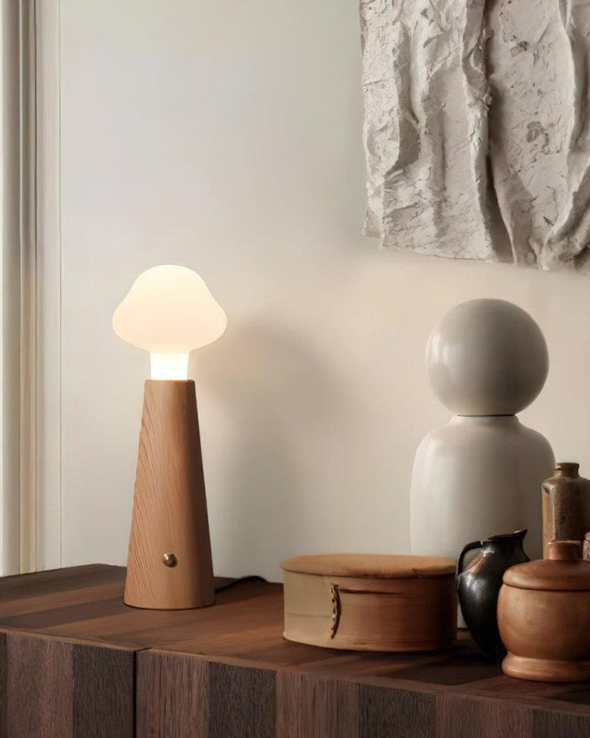 Lampa Stołowa Cloudlet z Zintegrowanym LED – Elegancka Lampka do Salonów i Sypialni z Miękkim Światłem, Metal, Drewno, Akryl 9