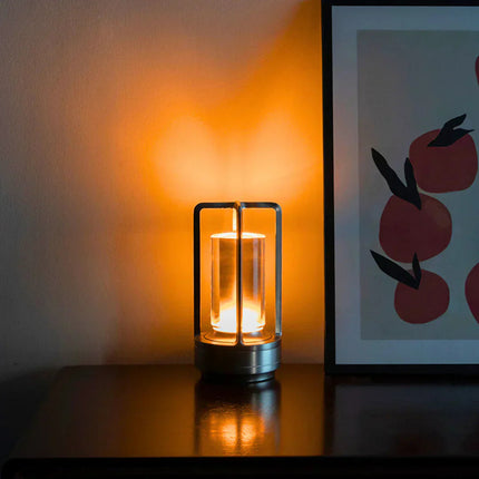 Elegancka czarna lampa stołowa z panelem dotykowym i portem USB, kryształowe wykończenie, ideal 0
