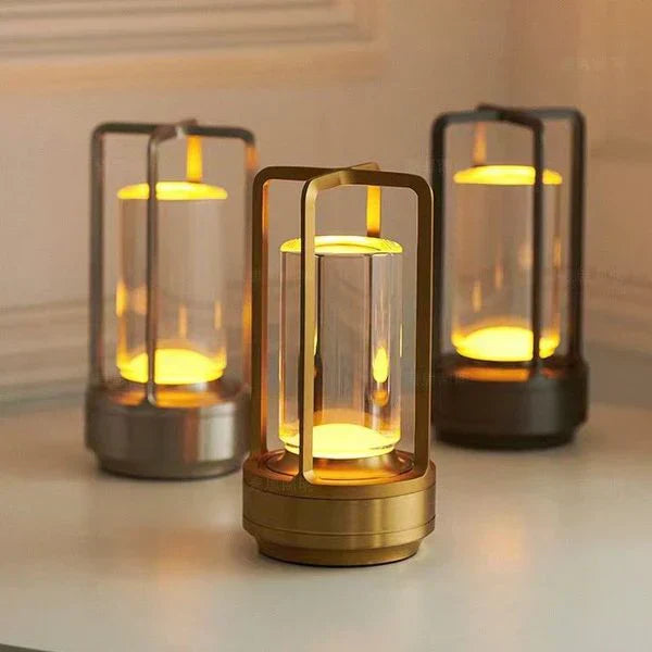 Elegancka czarna lampa stołowa z panelem dotykowym i portem USB, kryształowe wykończenie, ideal 2