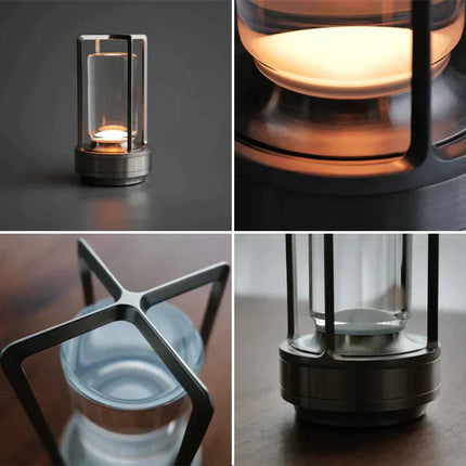 Elegancka czarna lampa stołowa z panelem dotykowym i portem USB, kryształowe wykończenie, ideal 4