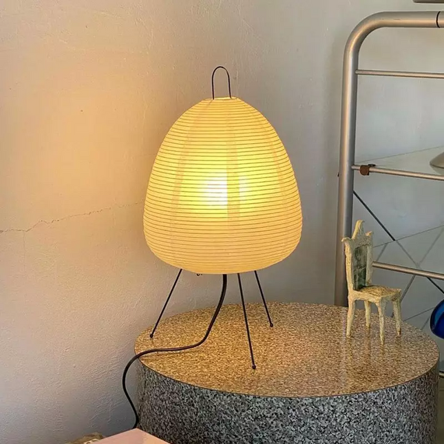 Lampa Stołowa Czarna z Papieru Morwowego – Nowoczesna Lampka Stołowa do Salonu, Elegancki Design, Miękkie Światło 1
