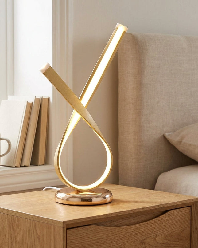 Lampa stołowa LED z ciepłym dyfuzorem w rzeźbiarskim designie, wykonana z polerowane 1