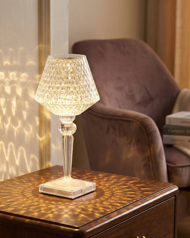 Lampa stołowa LED z kryształowym kloszem, przyciemniana, przenośna z USB, nowoczesny 0