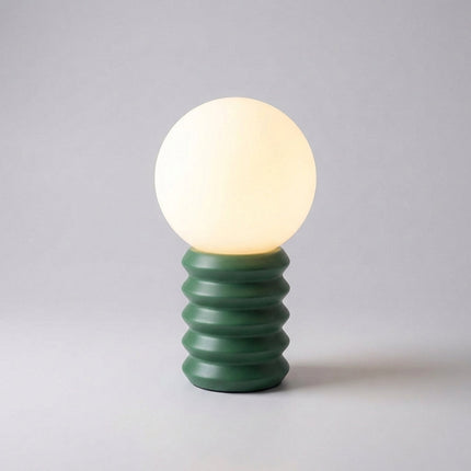 Lampa stołowa LED z matowym kloszem i drewnianą podstawą, styl vintage minimalistyczny, idealna do salon 4