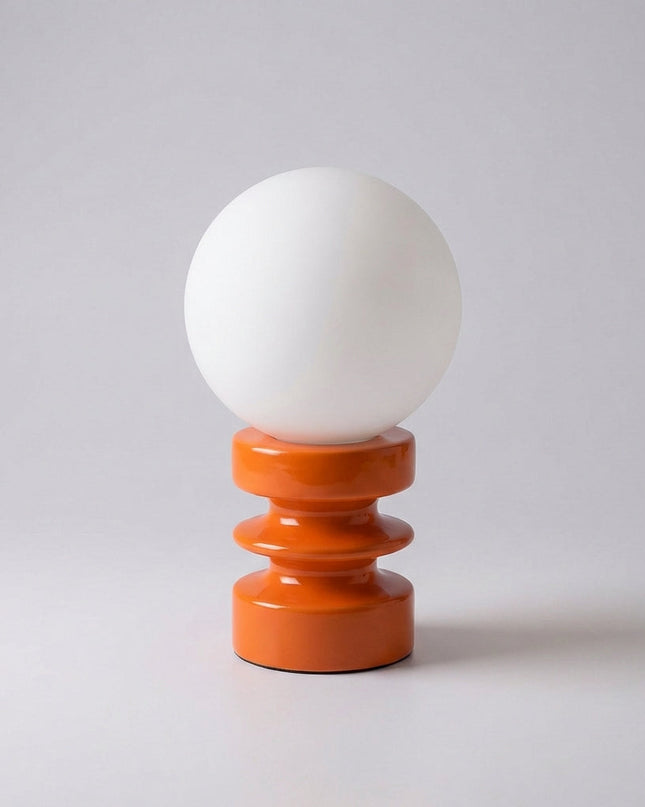 Lampa stołowa LED z matowym kloszem i drewnianą podstawą, styl vintage minimalistyczny, idealna do salon 5
