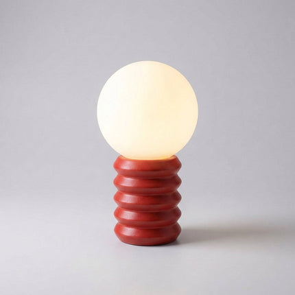 Lampa stołowa LED z matowym kloszem i drewnianą podstawą, styl vintage minimalistyczny, idealna do salon 6