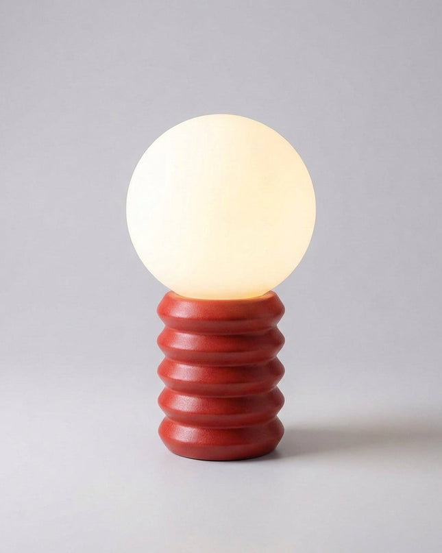Lampa stołowa LED z matowym kloszem i drewnianą podstawą, styl vintage minimalistyczny, idealna do salon 6