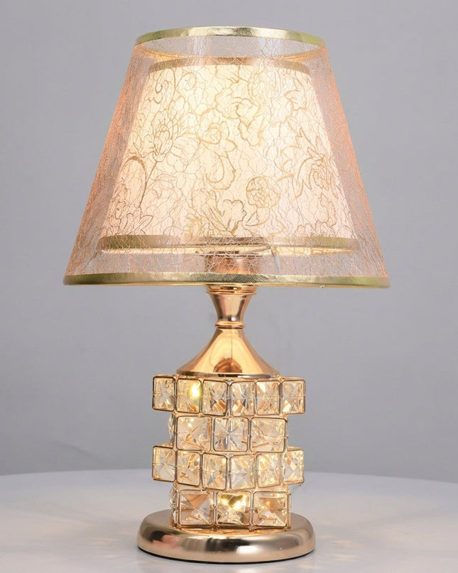Lampa stołowa LED z regulacją światła i kryształowymi akcentami, nowoczesny design idealny do salonów. 0