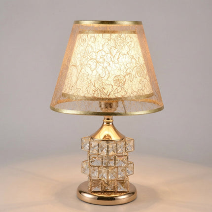 Lampa stołowa LED z regulacją światła i kryształowymi akcentami, nowoczesny design idealny do salonów. 2