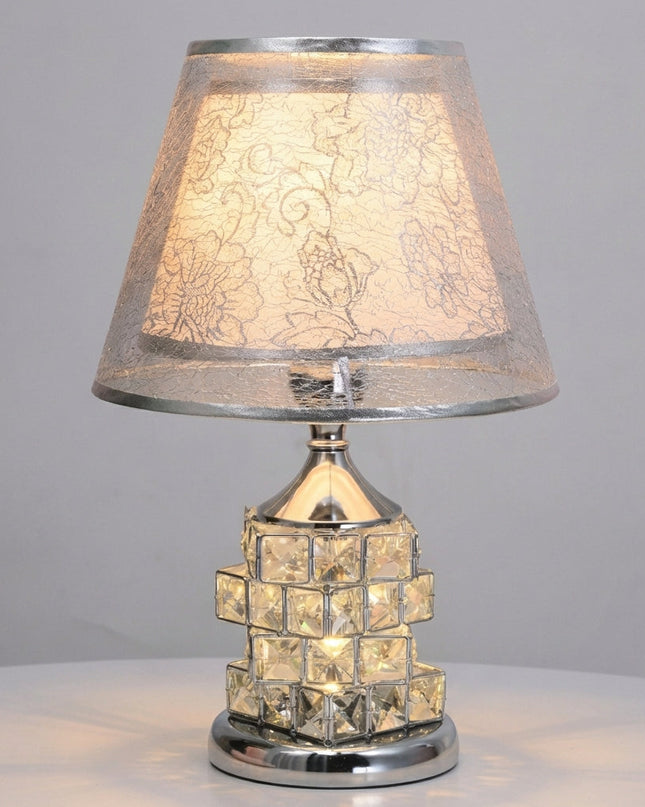 Lampa stołowa LED z regulacją światła i kryształowymi akcentami, nowoczesny design idealny do salonów. 5