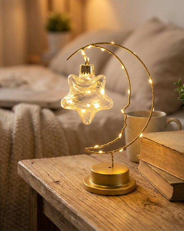 Lampa stołowa LED z regulowanym oświetleniem w nowoczesnym kształcie księżyca, z eleganck 1