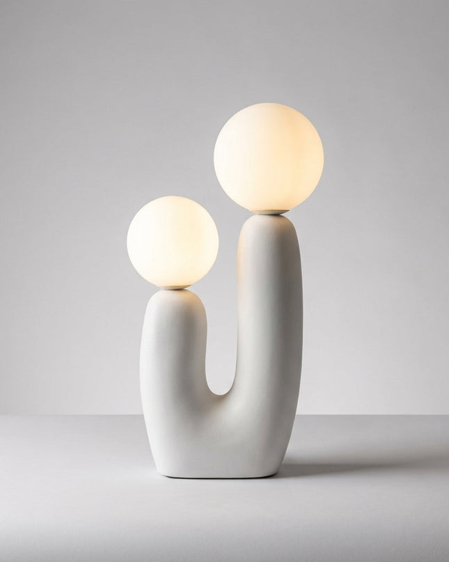 Lampa stołowa LED 49cm z regulowanym oświetleniem, szklanym kloszem i nowoczesną rze 0