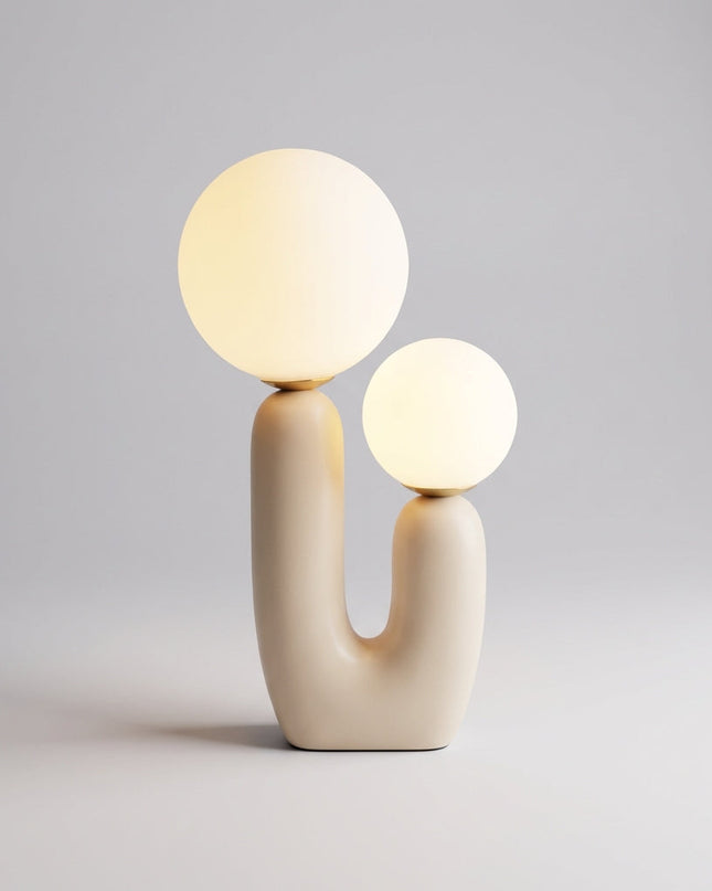 Lampa stołowa LED 49cm z regulowanym oświetleniem, szklanym kloszem i nowoczesną rze 2