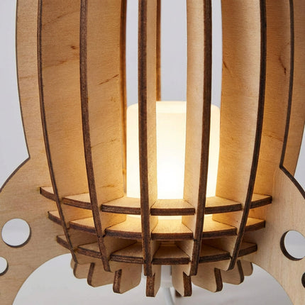 Lampa stołowa rakietowa z ciepłym światłem, ręcznie wykonana z drewna bukowego, idealna do salonów 3